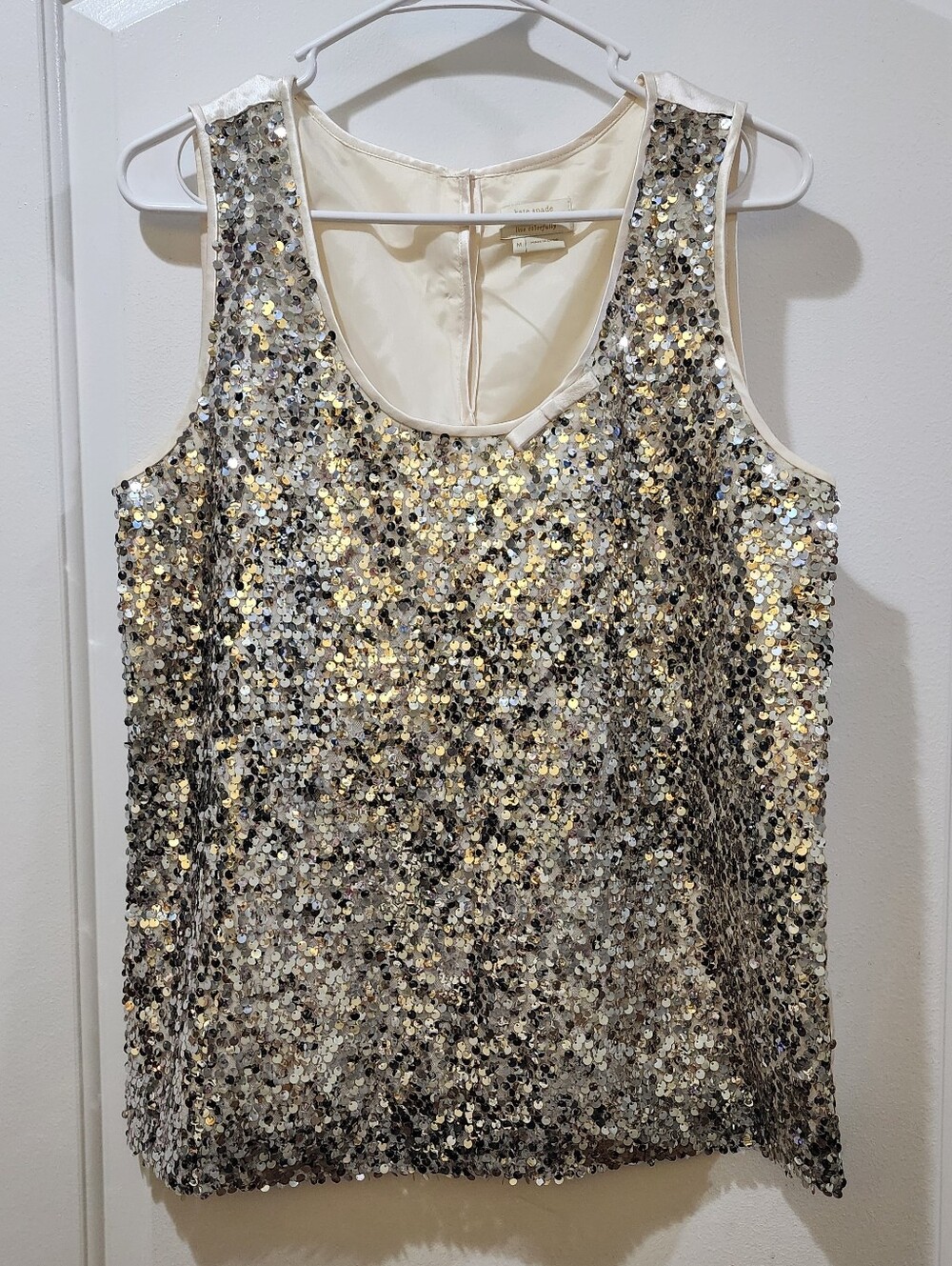 Kate Spade Live Colorfully Women's Scoop Neck Sequin Sleeveless Blouse Medium M